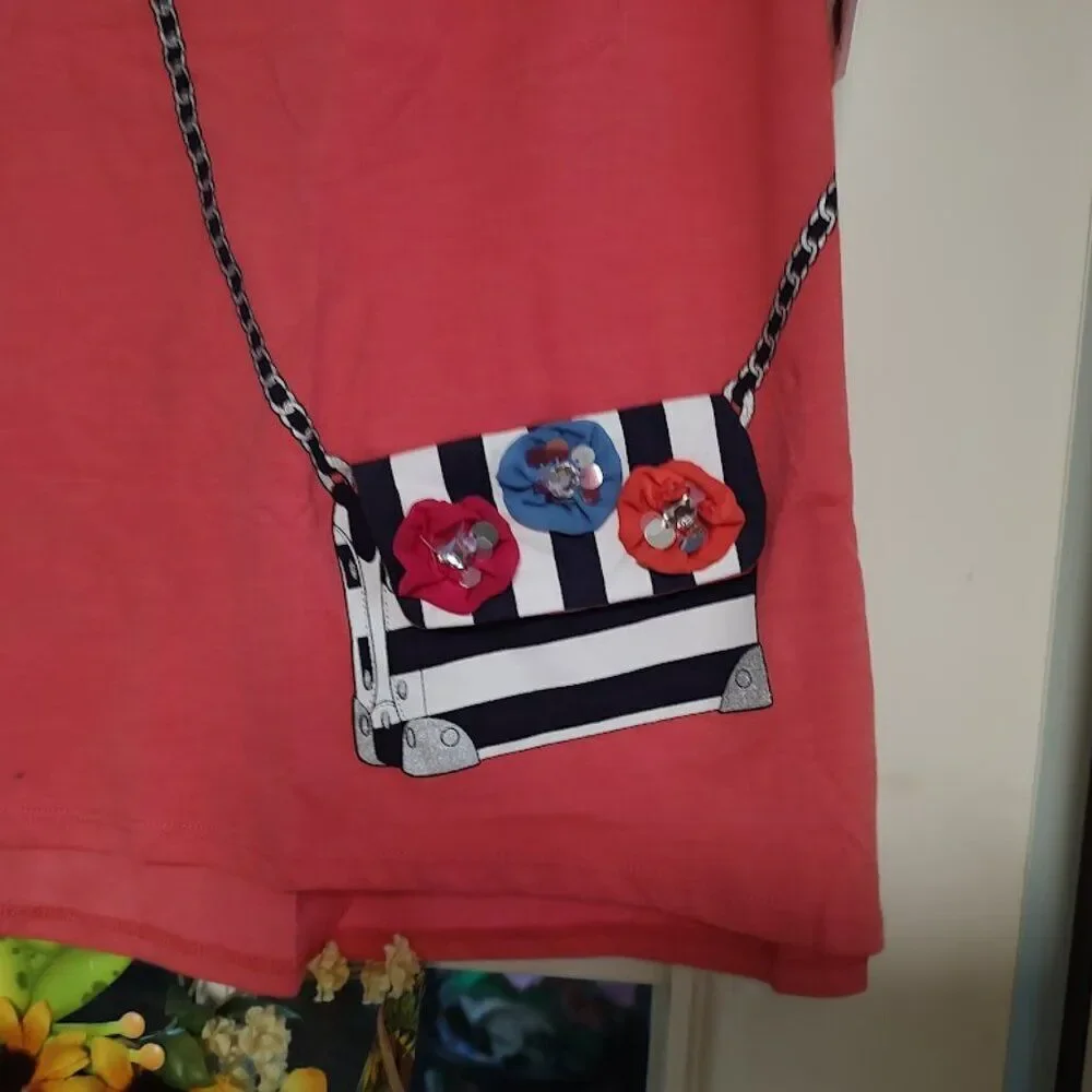 New Jessica Simpson Sugar Coral Stripe Purse Sleeveless Shirt Size Girl's XL